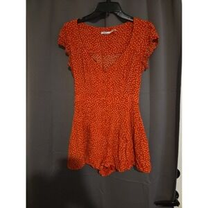 Urban Outfitters Kimchi Blue Orange Floral‎ Romper, Women's Size 4, Short Sleeve